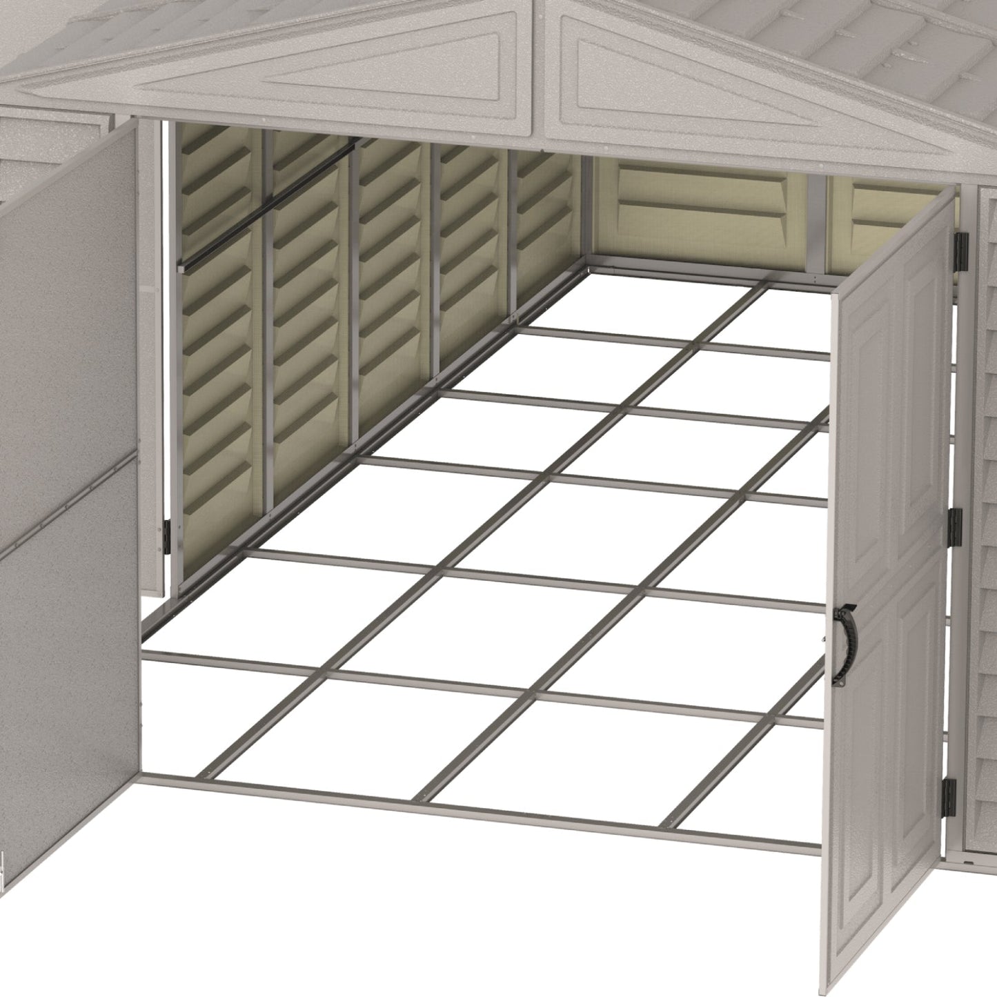 W10.5 ft Large Vinyl Storage Shed with Foundation, 2 Windows & Side Doors