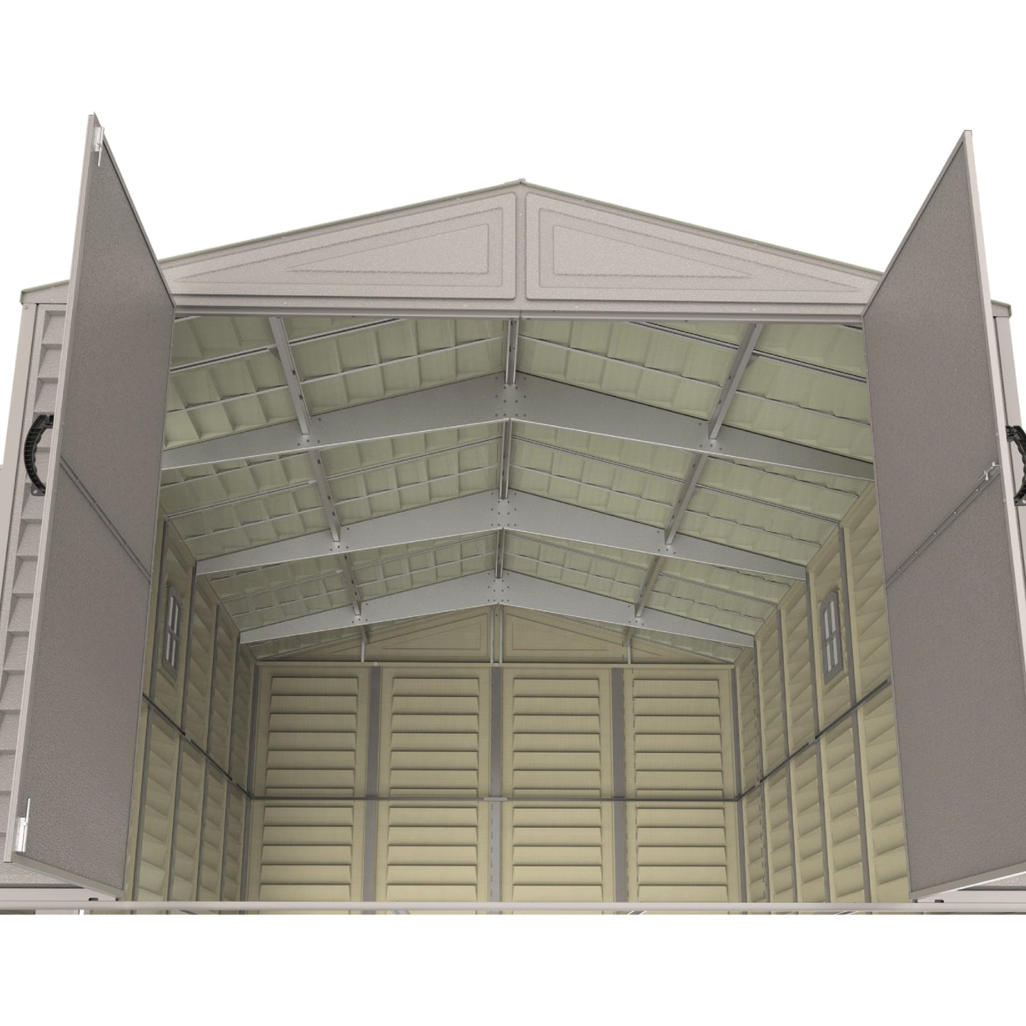 W10.5 ft Large Vinyl Storage Shed with Foundation, 2 Windows & Side Doors