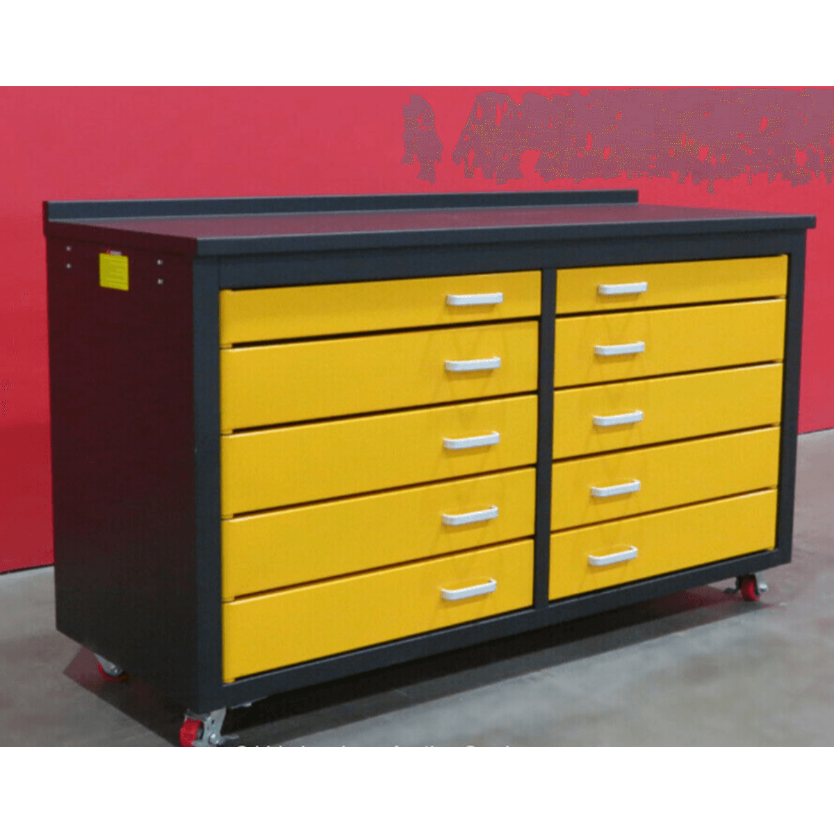 6ft Storage Cabinet with Workbench (10 Drawers)
