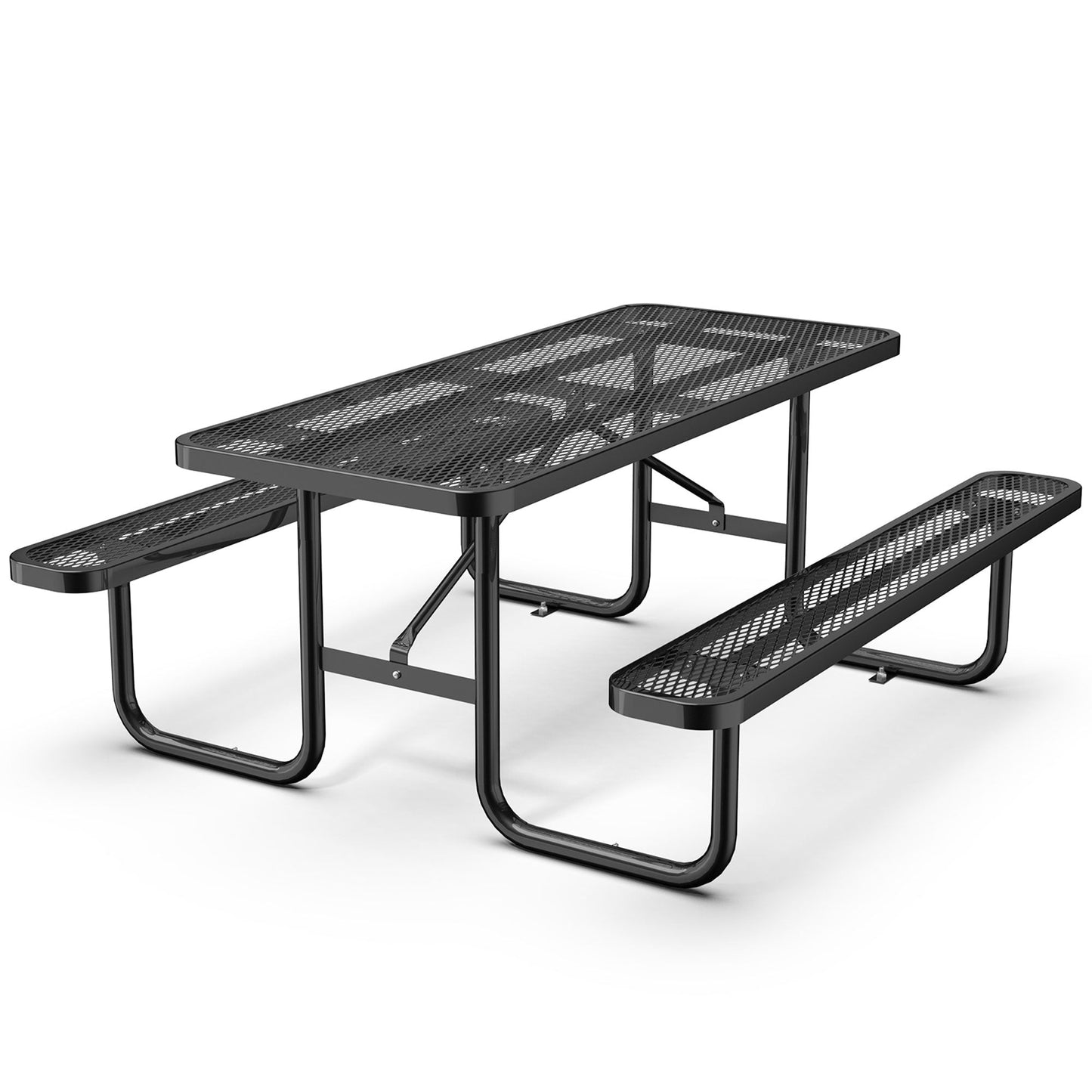 6 ft Metal Picnic Tables for Outdoors, Rectangle Coated Steel Patio Furniture Set