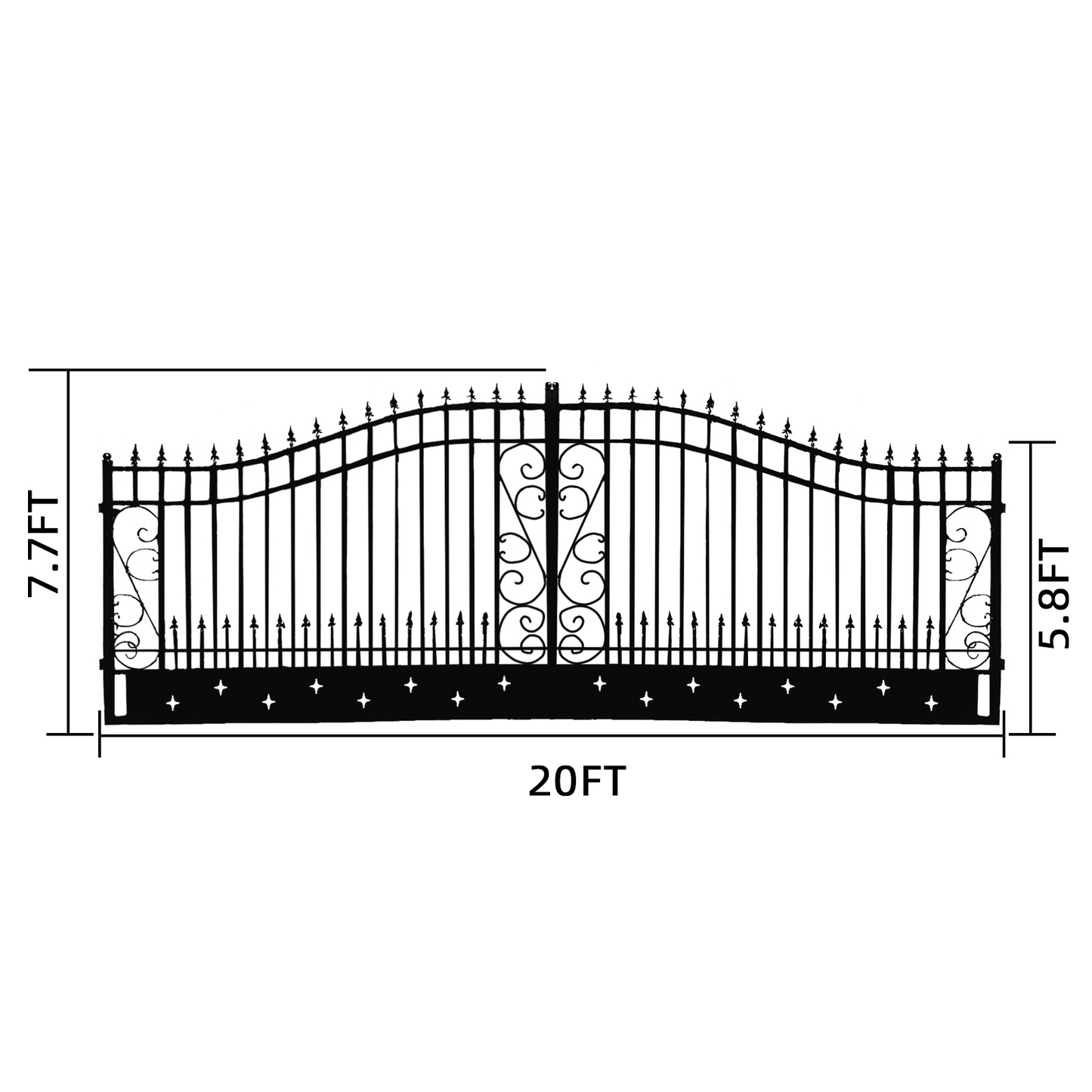 Greatbear Dual Swing Wrought Iron Gate for Driveway