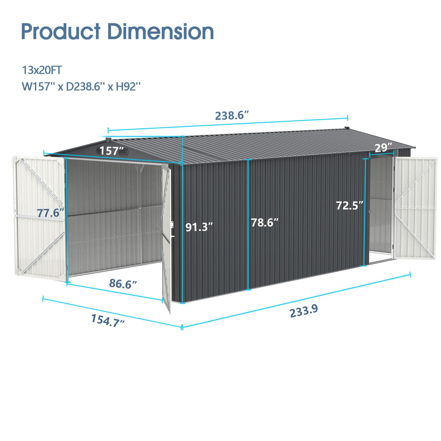 Metal Storage Shed 13'x20'