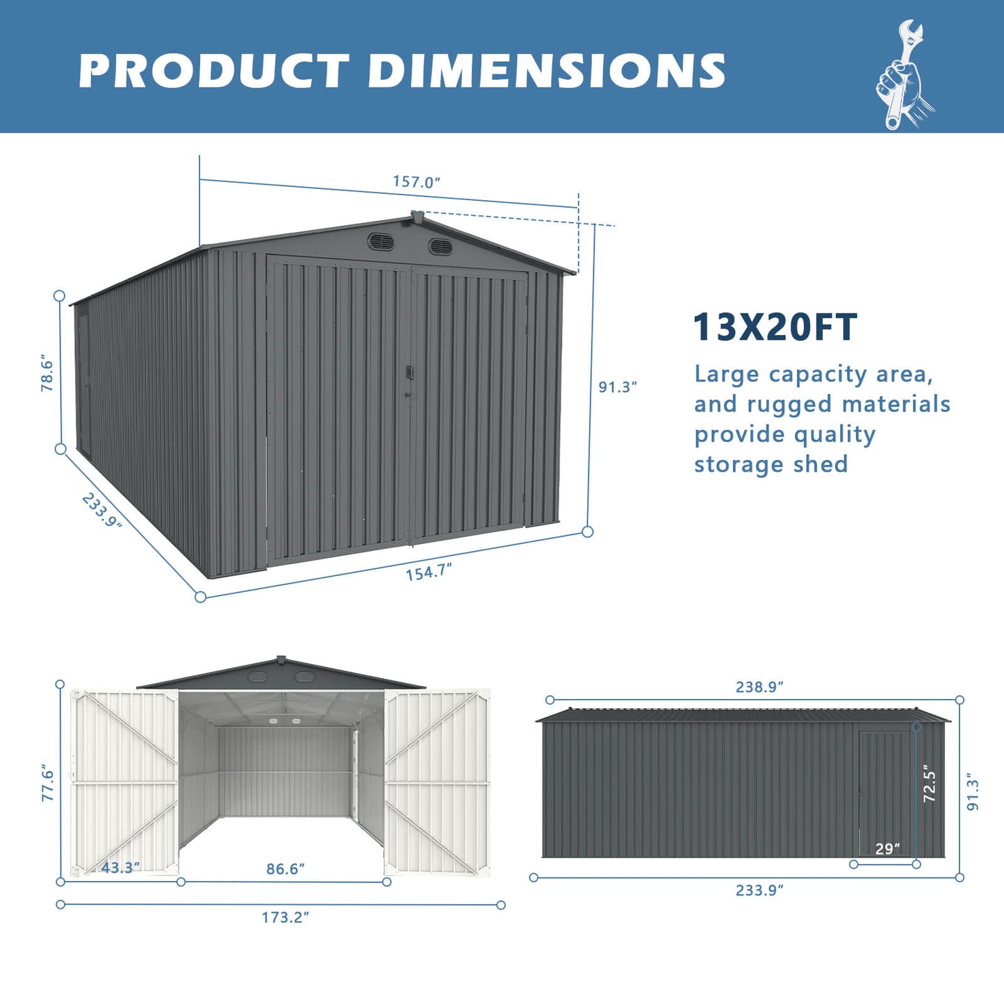 Metal Storage Shed 13'x20'