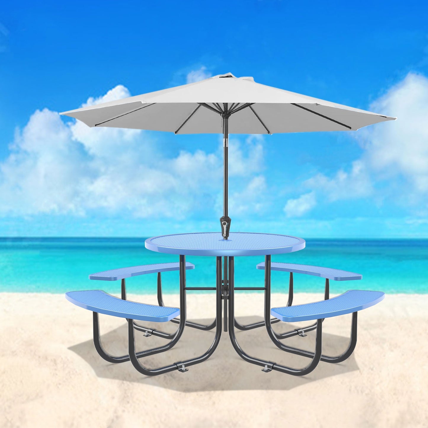 46" Round Picnic Tables With Umbrella Hole