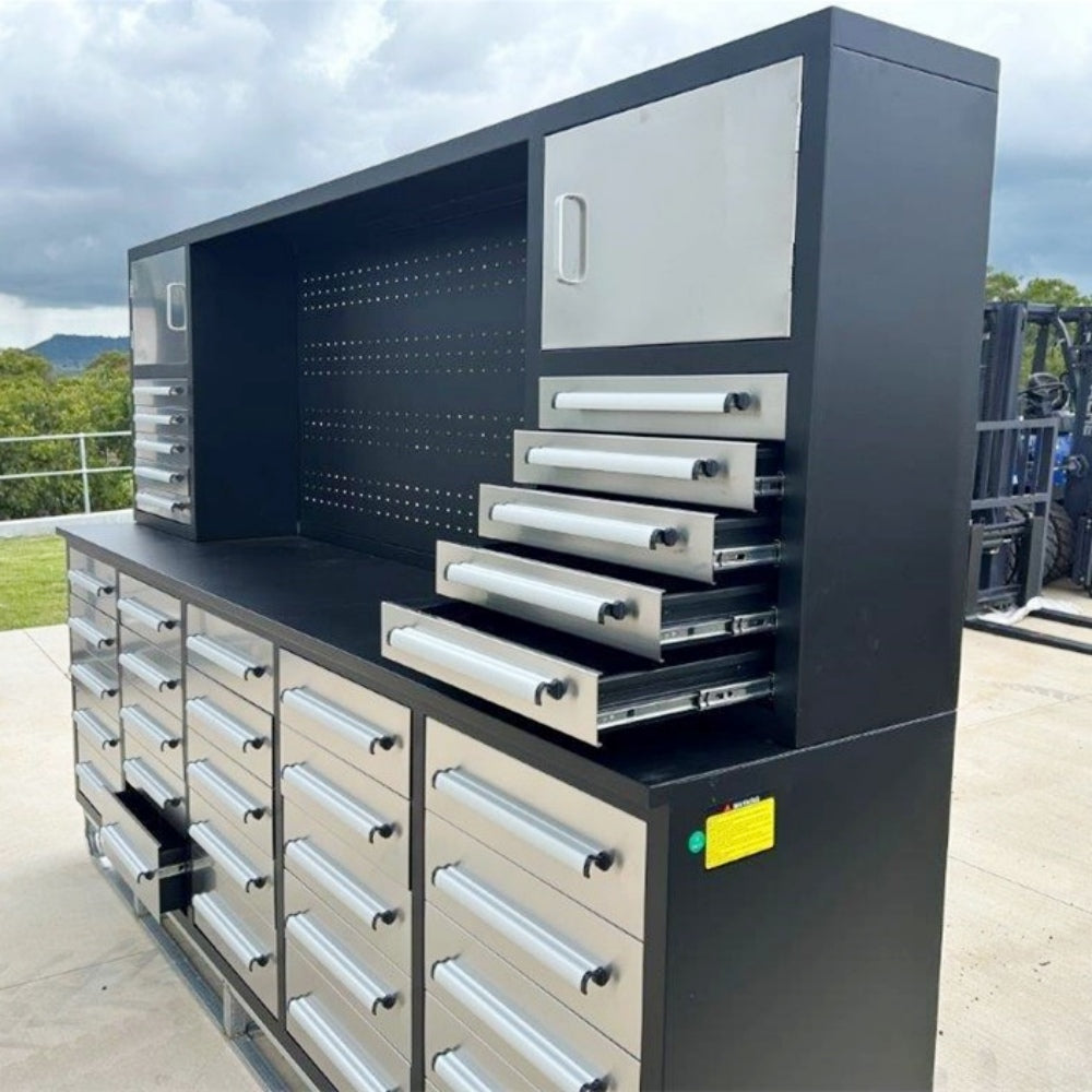 10' Storage Cabinet with Workbench (30 Drawers)