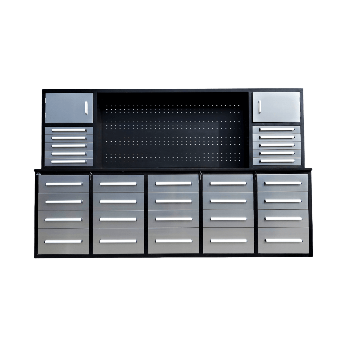 9.5 ft Storage Workbench with 30 Drawers & 2 Cabinets