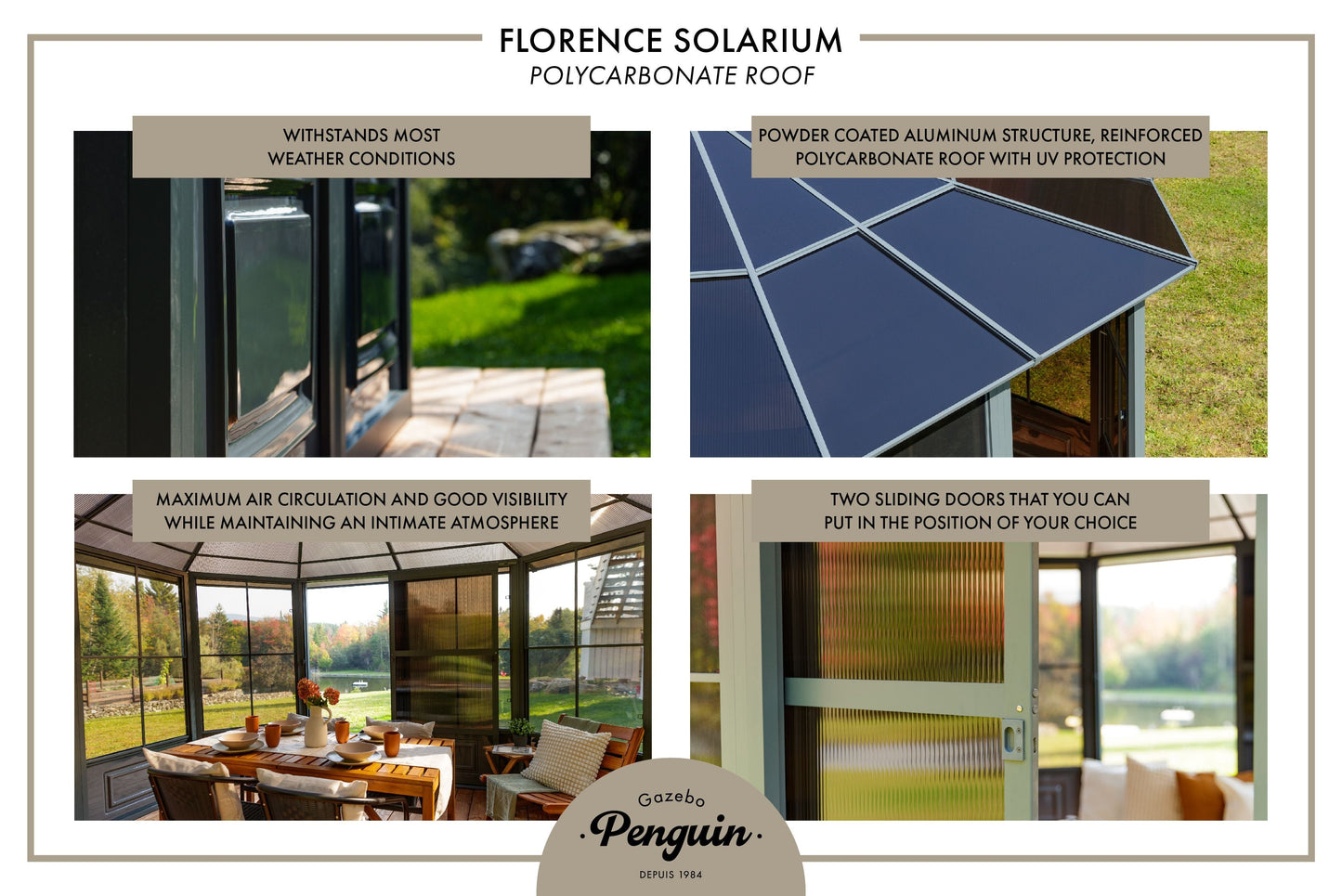 Gazebo Penguin Florence Solarium 12 Ft. x 12 Ft.