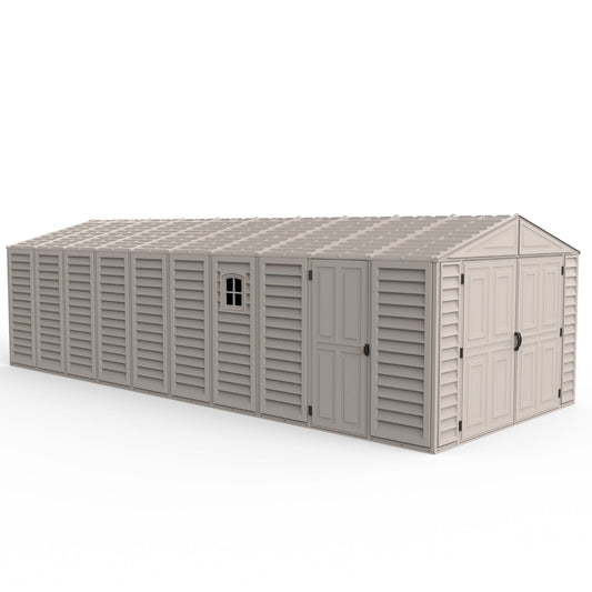 W10.5 ft Large Vinyl Storage Shed with Foundation, 2 Windows & Side Doors