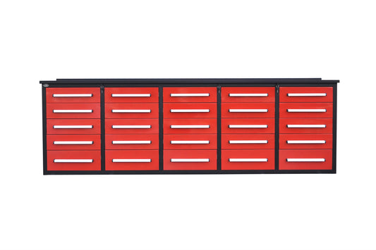 10' Workbench with Storage Drawers (25 Drawers)