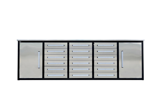 10ft Storage Cabinet with Workbench (18 Drawers & 2 Cabinets)