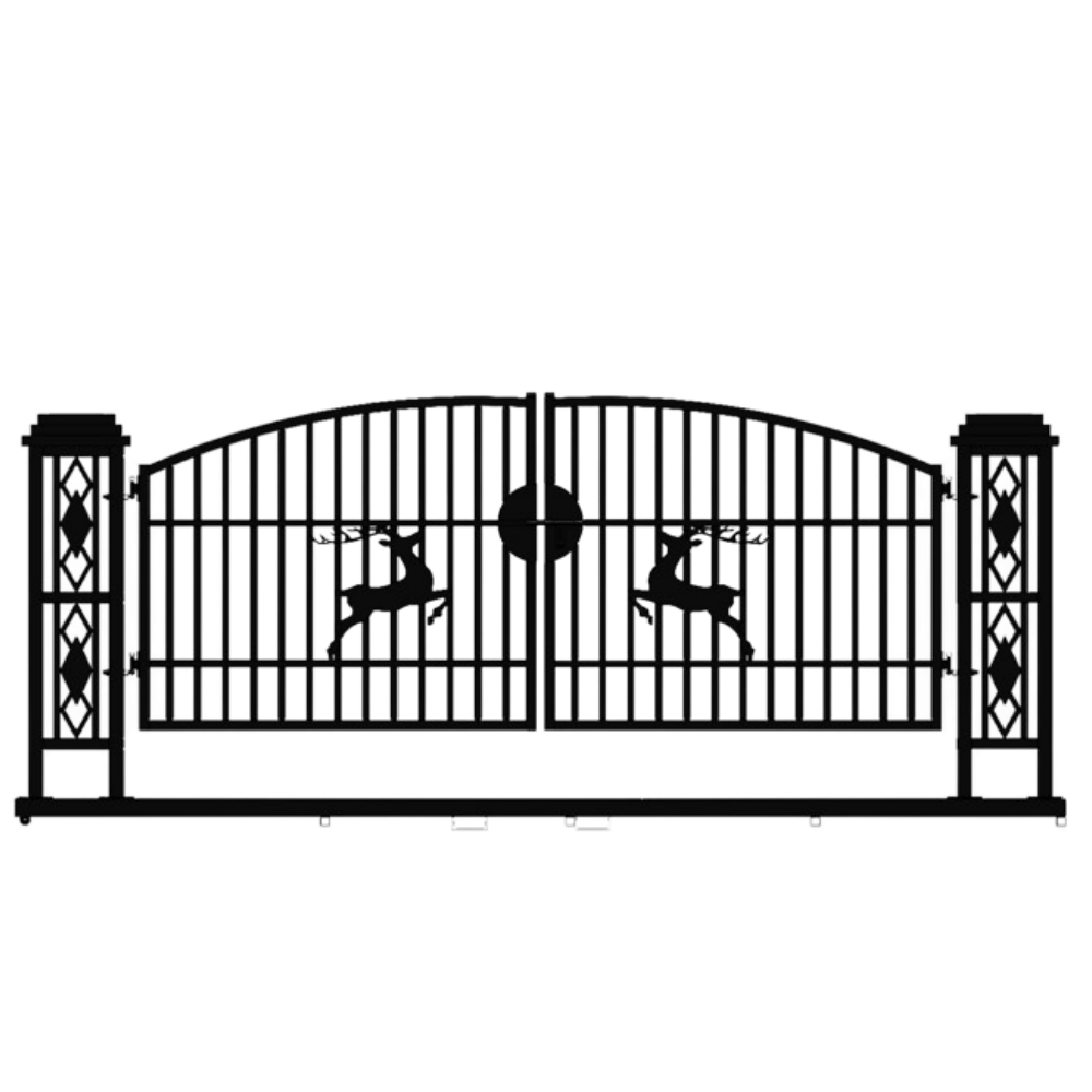 20ft Wrought Steel Garden Driveway Gate with Post