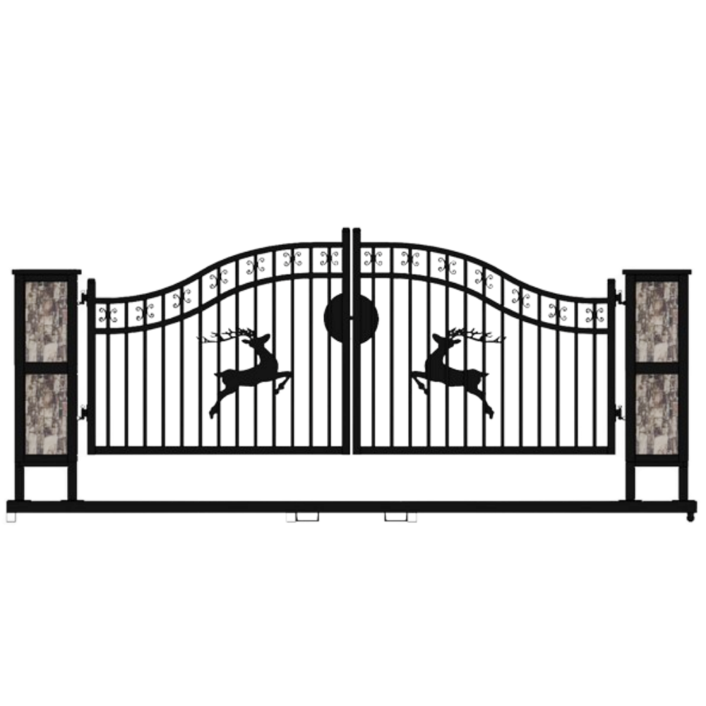 20ft Wrought Steel Garden Driveway Gate with Post
