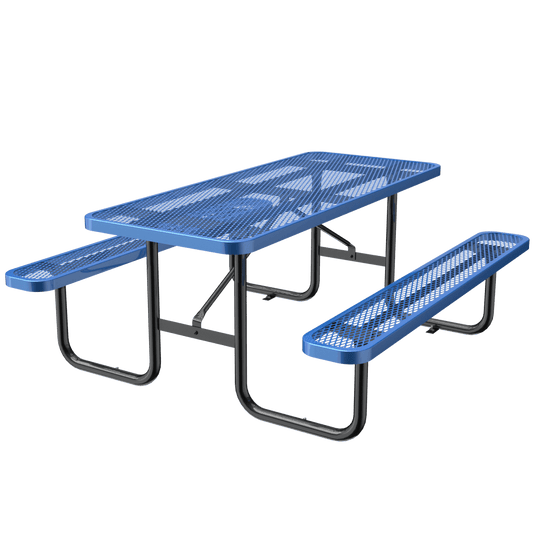 6 ft Metal Picnic Tables for Outdoors, Rectangle Coated Steel Patio Furniture Set