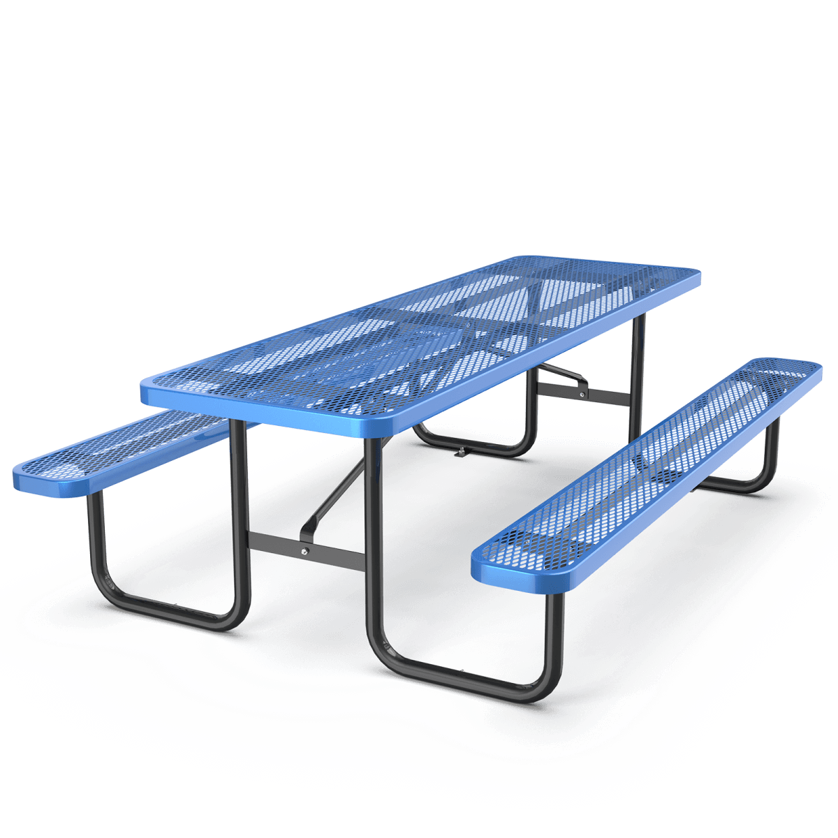 8 ft Metal Picnic Tables for Outdoors, Rectangle Coated Steel Patio Furniture Set