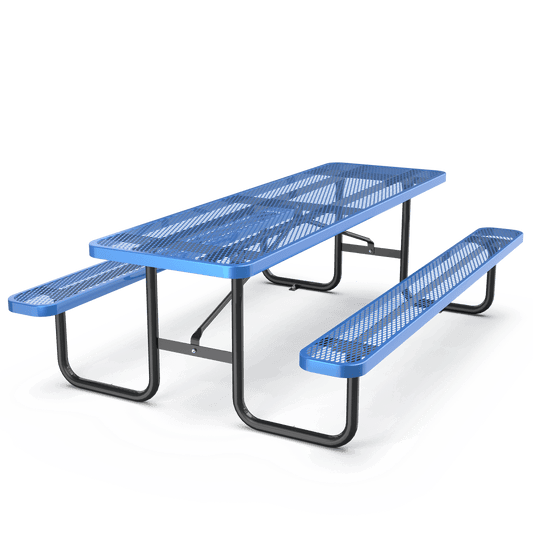 8 ft Metal Picnic Tables for Outdoors, Rectangle Coated Steel Patio Furniture Set