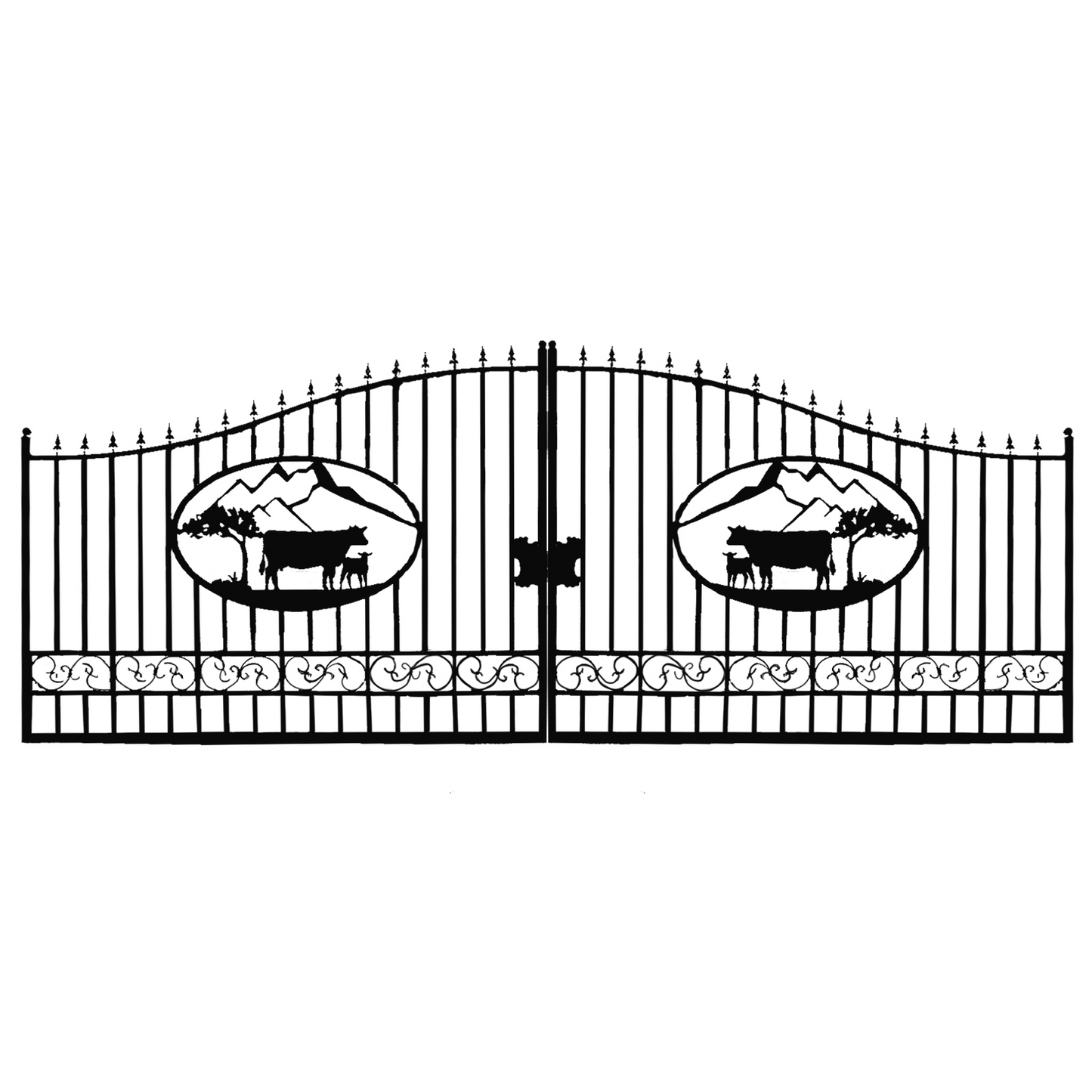 Greatbear Dual Swing Wrought Iron Gate for Driveway
