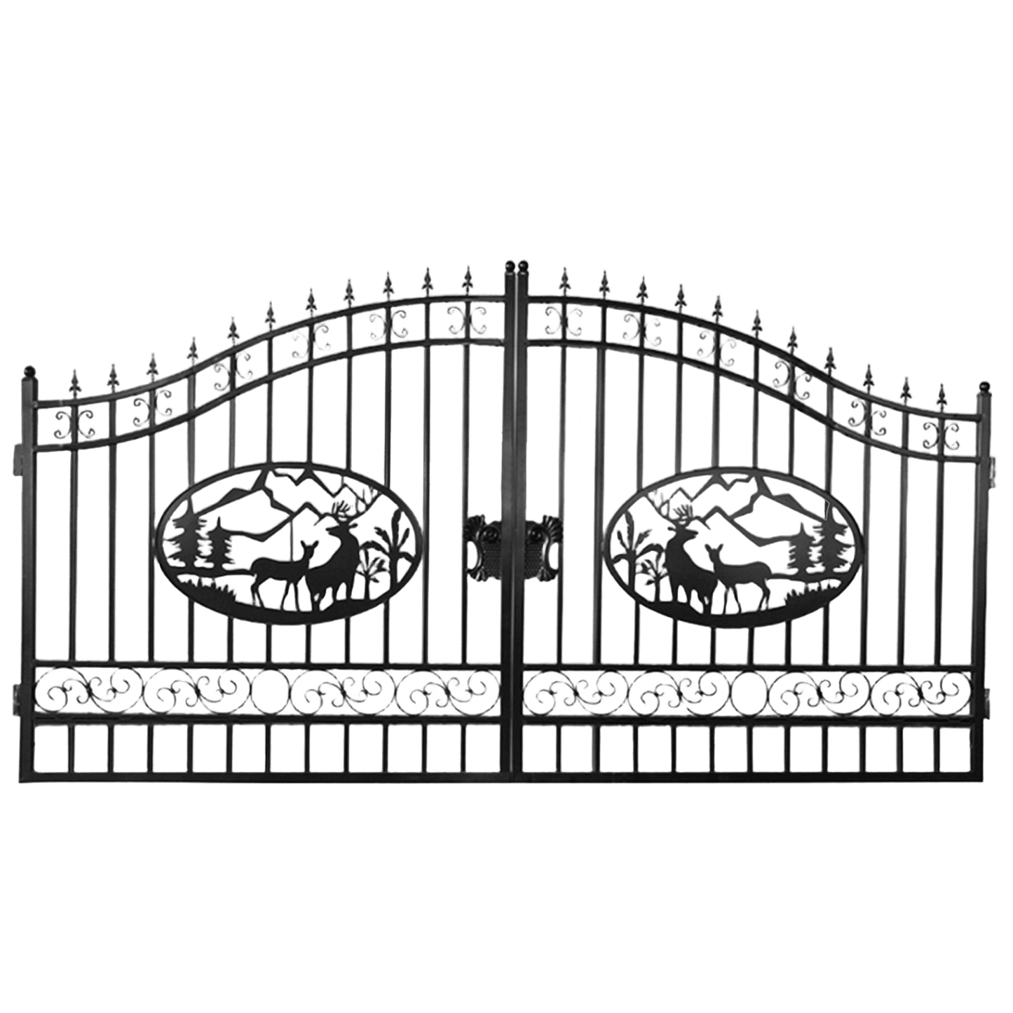 Greatbear Dual Swing Wrought Iron Gate for Driveway
