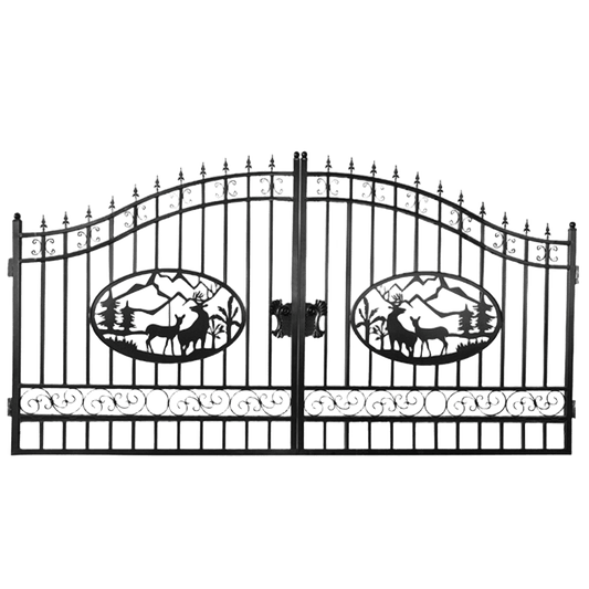 Greatbear Dual Swing Wrought Iron Gate for Driveway