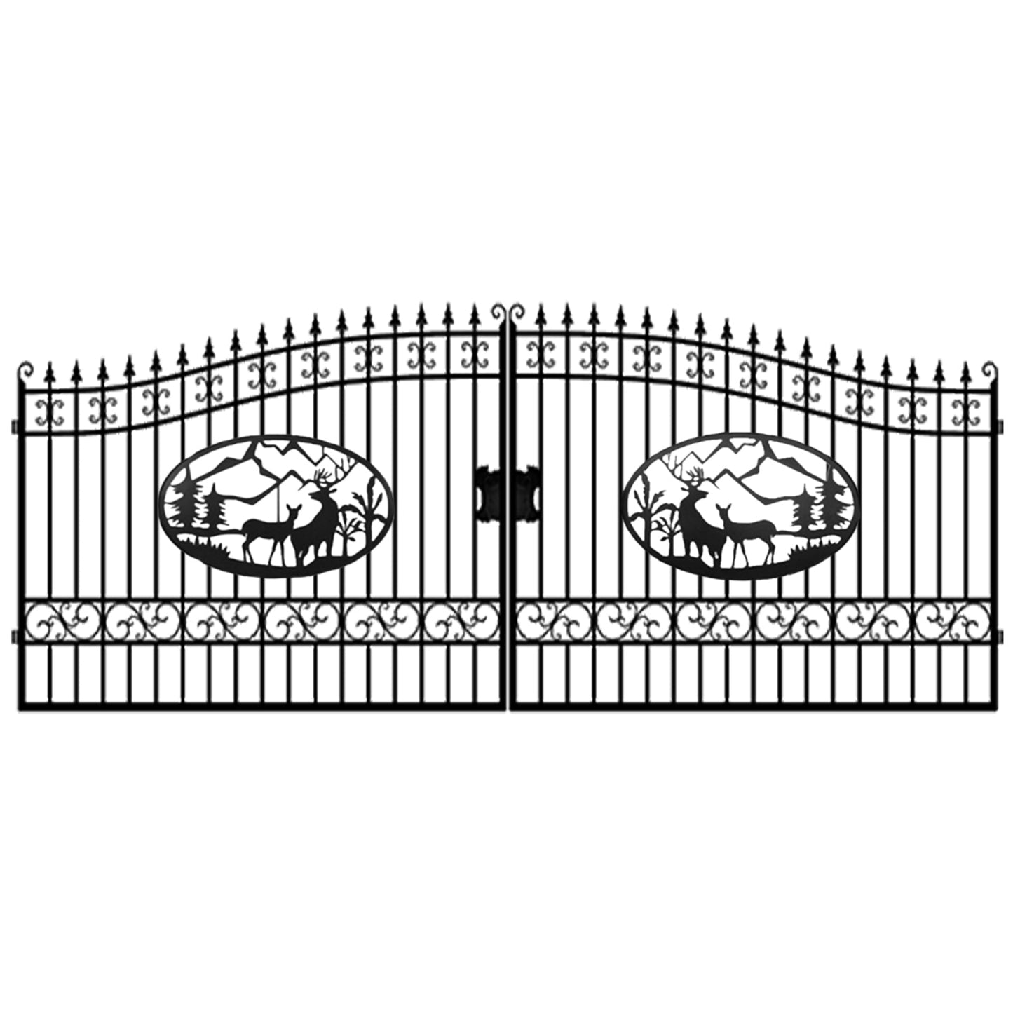Greatbear Dual Swing Wrought Iron Gate for Driveway