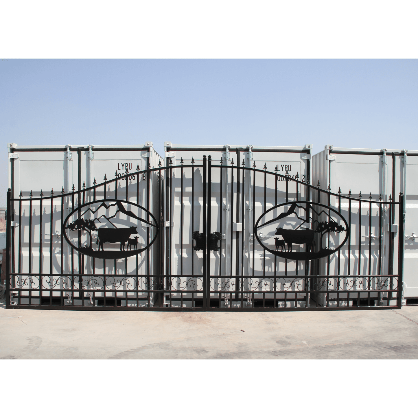 Greatbear Dual Swing Wrought Iron Gate for Driveway