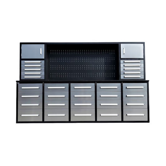 10' Storage Cabinet with Workbench (30 Drawers)