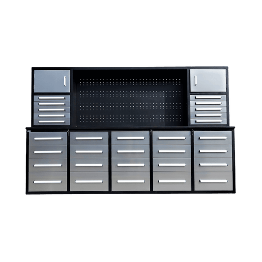 9.5 ft Storage Workbench with 30 Drawers & 2 Cabinets